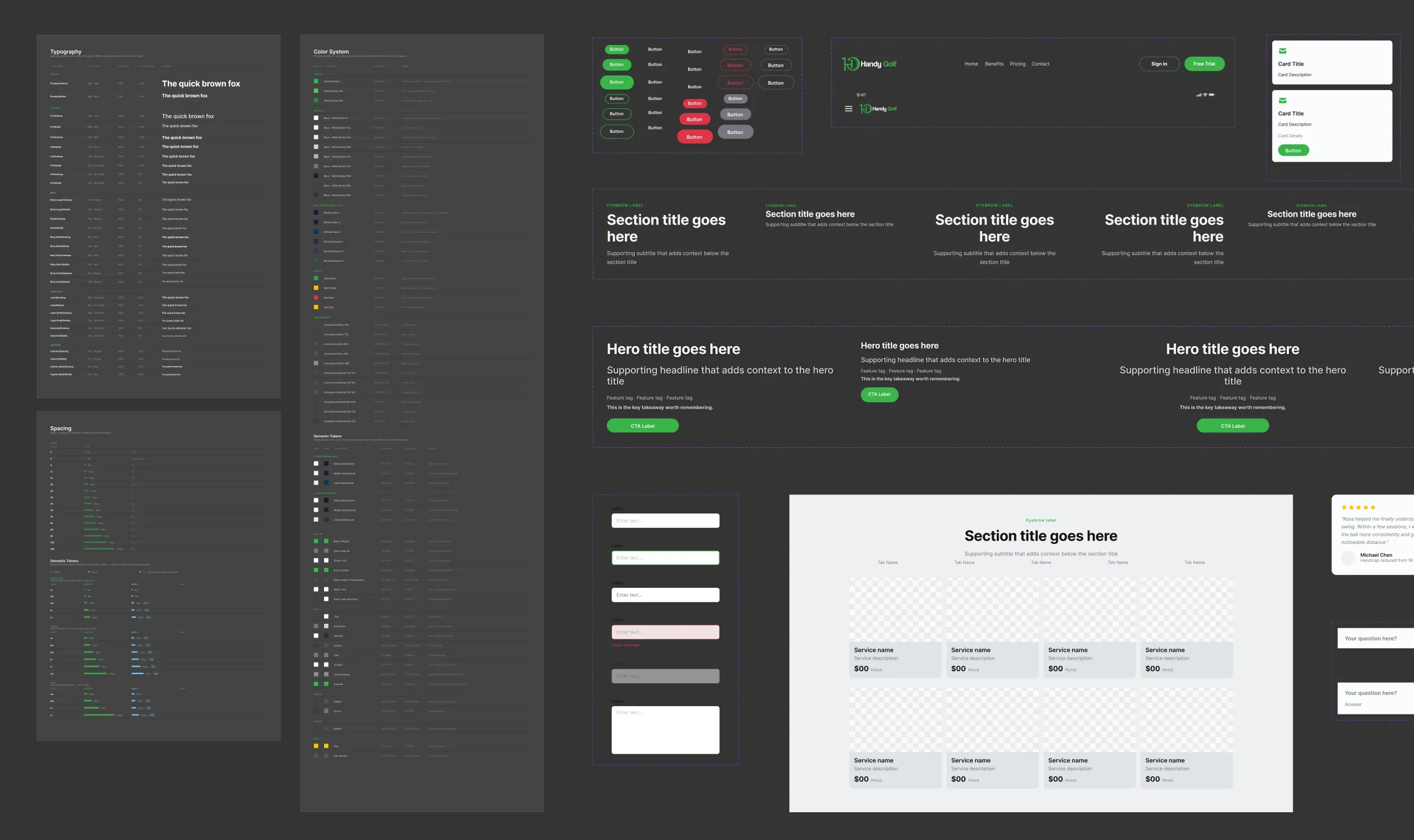 The web design system and component library behind the content library and the coach template